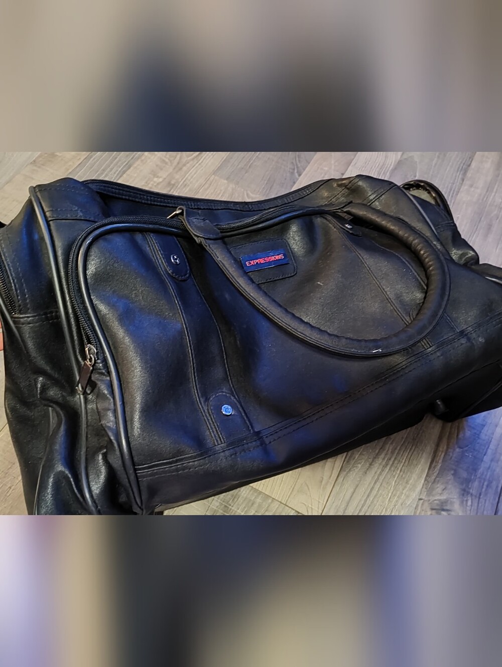 Black Leather Duffel Bag